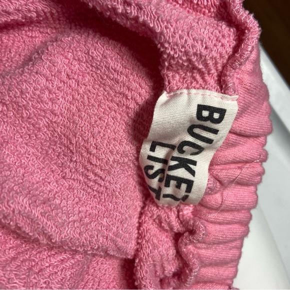 BUCKETLIST Pink French Terry Cloth Romper Playsuit Shorts Pockets Large L - Picture 14 of 15
